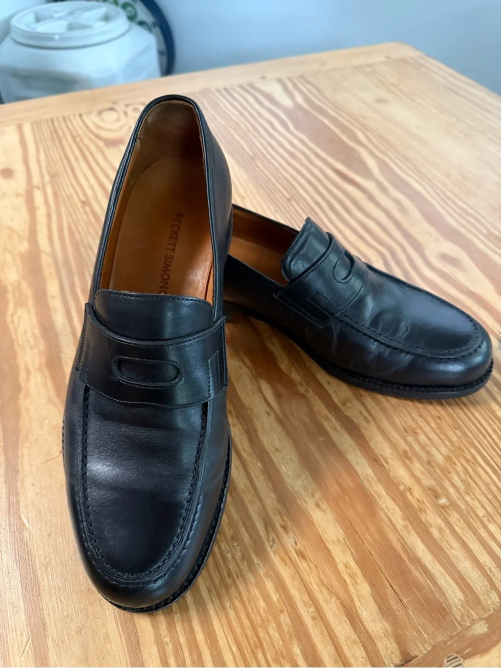 Beckett Simonon Roy Loafers  Black Leather Penny Loafers - Men's Dress Shoe